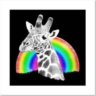 Giraffe with Rainbow - Wildlife in Africa Posters and Art